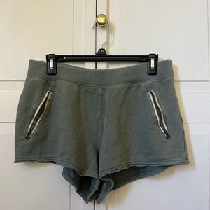Aerie Green Sweat-shorts with Zipper Detail